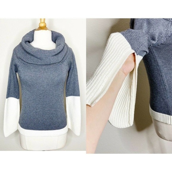 DO+BE Two-Tone Cowl Neck Sweater - Picture 1 of 8